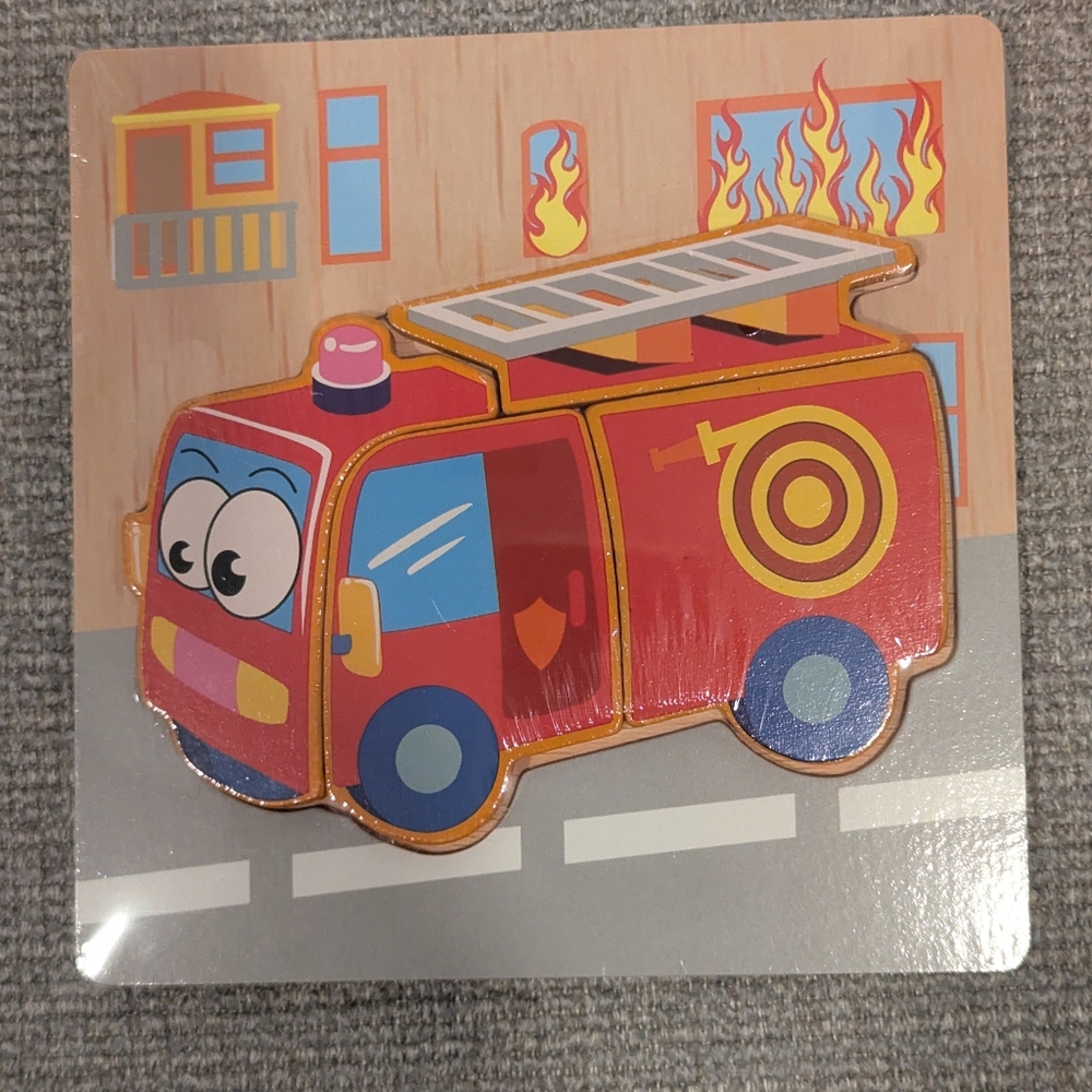 Wooden Firetruck Puzzle for Toddlers | Montessori Preschool Learning New